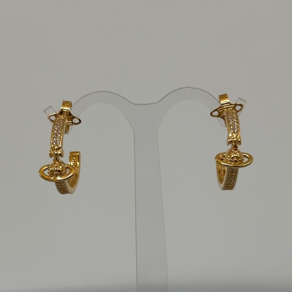 Vivienne Westwood hoops Gold Earrings with Crystal Accents​ - Picture 4 of 7